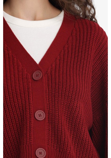 Regular Fit V Yaka Düğmeli Triko Hırka U2052AZ25WN