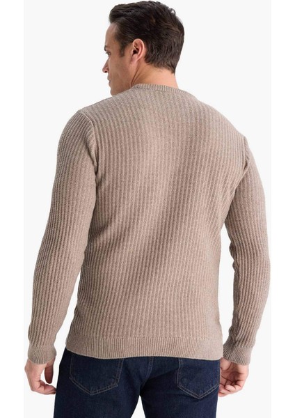 Standart Fit Bisiklet Yaka Basic Dokulu Triko Kazak E0811AX25WN