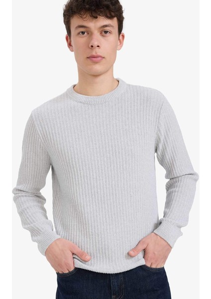 Standart Fit Bisiklet Yaka Basic Dokulu Triko Kazak E0811AX25WN