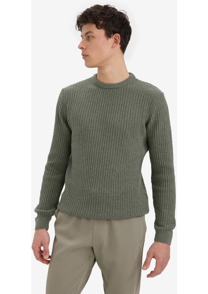 Standart Fit Bisiklet Yaka Basic Dokulu Triko Kazak E0811AX25WN modelleri