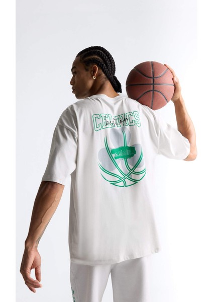 fit Nba Boston Celtics Oversize Geniş Kalıp Bisiklet Yaka Sırt Baskılı Kısa Kollu TIŞÖRT E5868AX25AU
