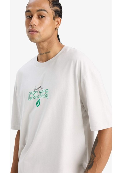 fit Nba Boston Celtics Oversize Geniş Kalıp Bisiklet Yaka Sırt Baskılı Kısa Kollu TIŞÖRT E5868AX25AU