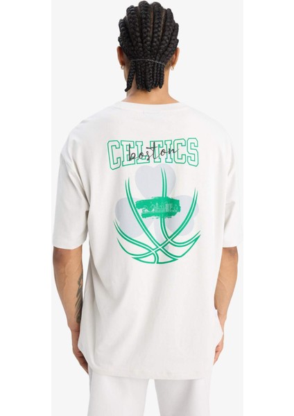 fit Nba Boston Celtics Oversize Geniş Kalıp Bisiklet Yaka Sırt Baskılı Kısa Kollu TIŞÖRT E5868AX25AU