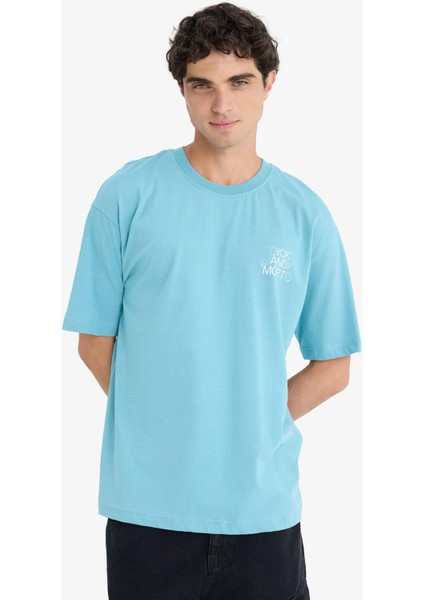 %100 Pamuk Rick and Morty Boxy Fit Rahat Kesim Bisiklet Yaka Sırt Baskılı Kısa Kollu Tişört E9290AX25AU fırsatları