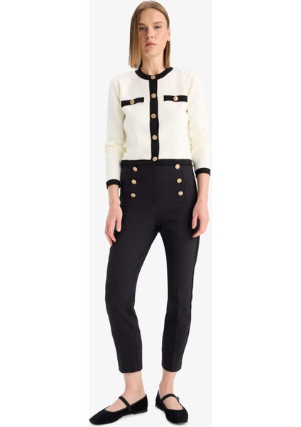 Regular Fit Bisiklet Yaka Düğmeli Triko Hırka C1482AX25AU fiyatları