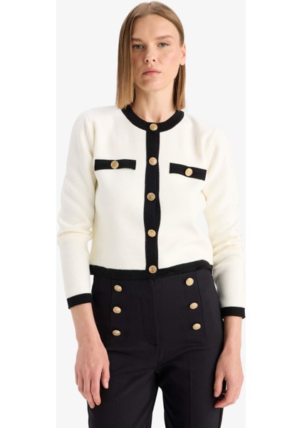 Regular Fit Bisiklet Yaka Düğmeli Triko Hırka C1482AX25AU modelleri