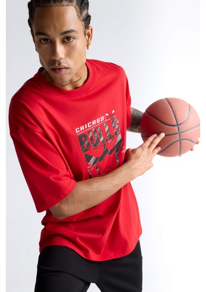 fit Nba Chicago Bulls Oversize Geniş Kalıp Bisiklet Yaka Kısa Kollu TIŞÖRT E5911AX25AU