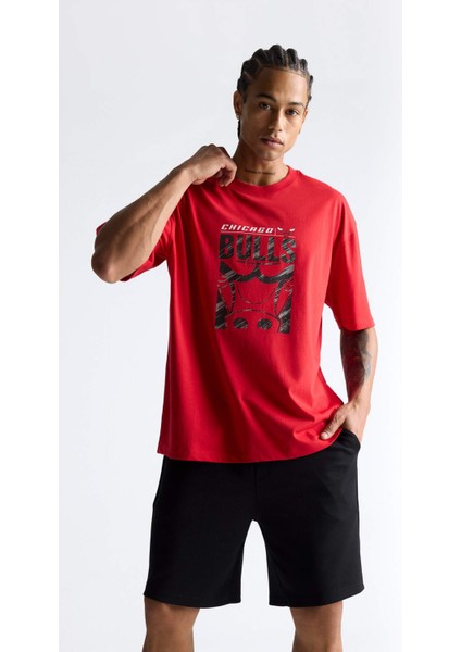 fit Nba Chicago Bulls Oversize Geniş Kalıp Bisiklet Yaka Kısa Kollu TIŞÖRT E5911AX25AU modelleri