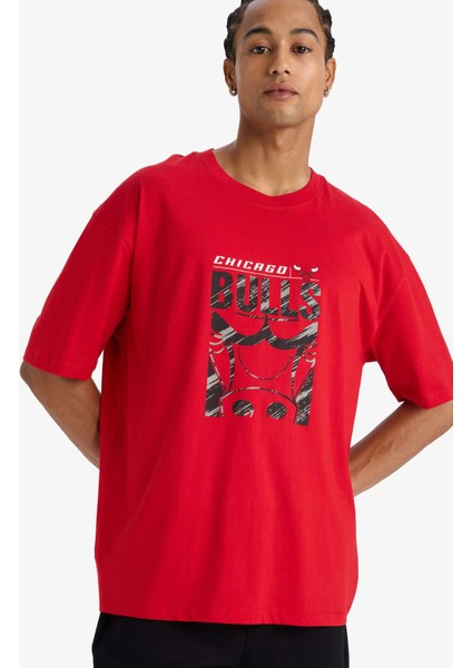 fit Nba Chicago Bulls Oversize Geniş Kalıp Bisiklet Yaka Kısa Kollu TIŞÖRT E5911AX25AU