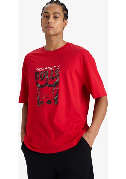 fit Nba Chicago Bulls Oversize Geniş Kalıp Bisiklet Yaka Kısa Kollu TIŞÖRT E5911AX25AU