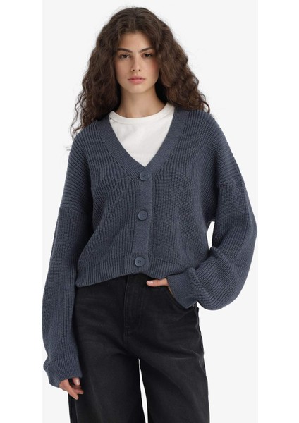 Regular Fit V Yaka Düğmeli Triko Hırka U2052AZ25WN fırsatları