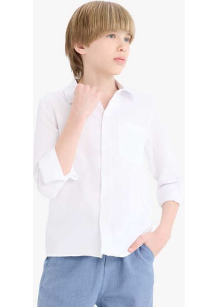 Erkek Çocuk Polo Yaka Oxford Uzun Kollu Okul Gömleği T8854A625AU modelleri