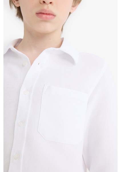 Erkek Çocuk Polo Yaka Oxford Uzun Kollu Okul Gömleği T8854A625AU indirimleri