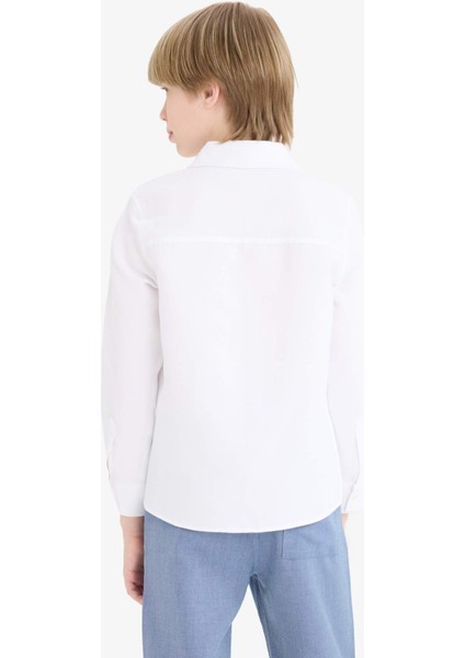 Erkek Çocuk Polo Yaka Oxford Uzun Kollu Okul Gömleği T8854A625AU