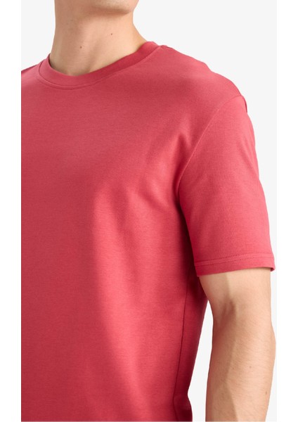 %100 Pamuk Regular Fit Bisiklet Yaka Basic Düz Kısa Kollu Tişört E7961AX25AU indirimleri