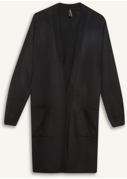 Regular Fit V Yaka Basic Düz Cepli Uzun Triko Hırka G5685AZ25AU