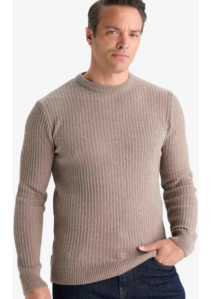 Standart Fit Bisiklet Yaka Basic Dokulu Triko Kazak E0811AX25WN