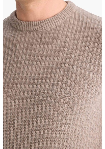 Standart Fit Bisiklet Yaka Basic Dokulu Triko Kazak E0811AX25WN indirimleri