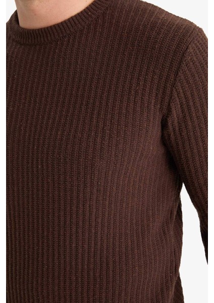 Standart Fit Bisiklet Yaka Basic Dokulu Triko Kazak E0811AX25WN indirimleri