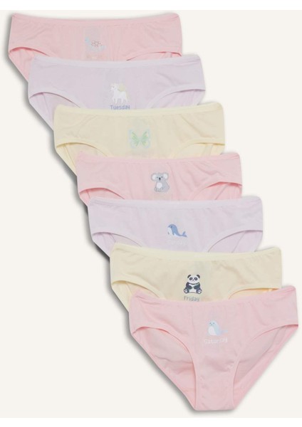 Kız Çocuk Hayvan Desenli 7'li Slip Külot F8588A825HS