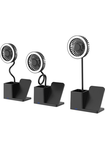 Siyah Type-C 10W Kablosuz Şarj Cihazı Fanlı Kalemlikli Masa Lambası SL-M9055 modelleri