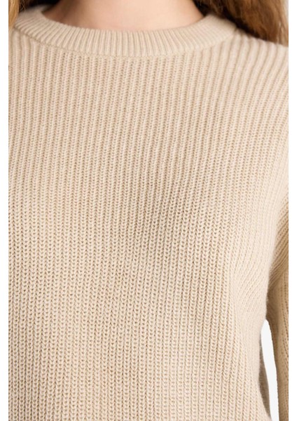 Regular Fit Bisiklet Yaka Selanik Kumaş Basic Düz Triko Kazak indirimleri