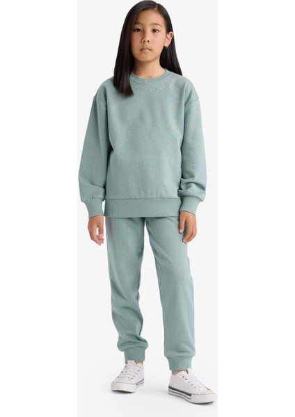 Kız Çocuk Relax Fit Bisiklet Yaka Basic Düz Okul Sweatshirt A2797A825AU fiyatları