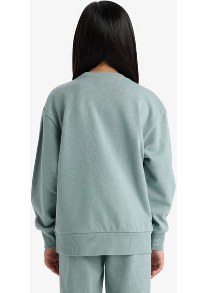 Kız Çocuk Relax Fit Bisiklet Yaka Basic Düz Okul Sweatshirt A2797A825AU