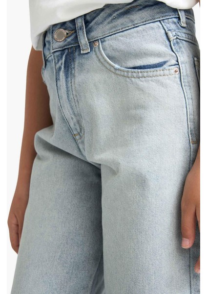 Kız Çocuk 90's Wide Leg Geniş Paça Okul Jean Pantolon F7540A825AU indirimleri