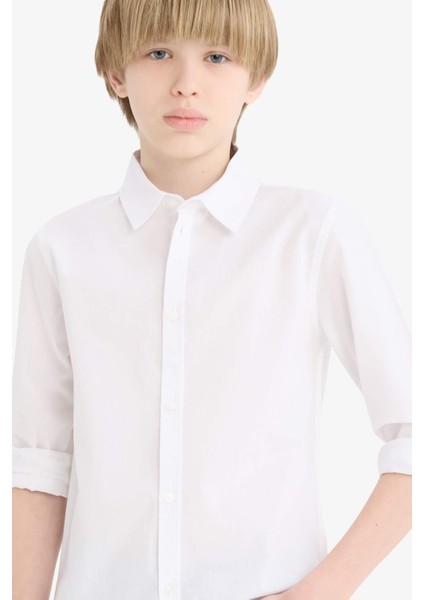 Erkek Çocuk Polo Yaka Poplin Uzun Kollu Okul Gömleği T8853A625AU