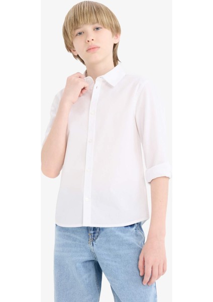 Erkek Çocuk Polo Yaka Poplin Uzun Kollu Okul Gömleği T8853A625AU modelleri