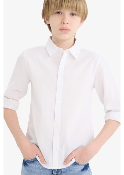 Erkek Çocuk Polo Yaka Poplin Uzun Kollu Okul Gömleği T8853A625AU fırsatları