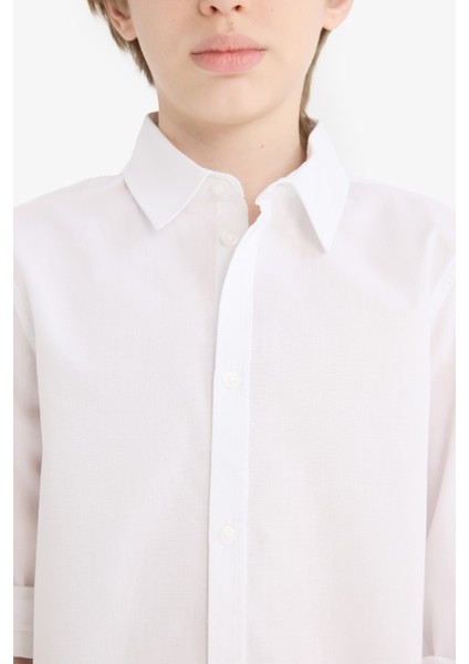 Erkek Çocuk Polo Yaka Poplin Uzun Kollu Okul Gömleği T8853A625AU indirimleri