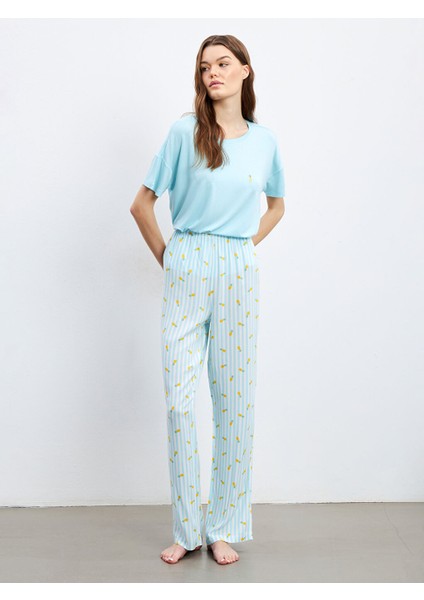 Yeni Sezon Bisiklet Yaka Baskili Kadin Pijama Takimi - S5HG72Z8 fiyatları