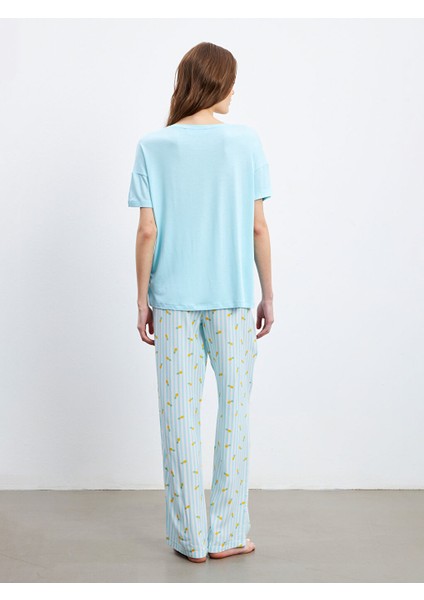 Yeni Sezon Bisiklet Yaka Baskili Kadin Pijama Takimi - S5HG72Z8 modelleri