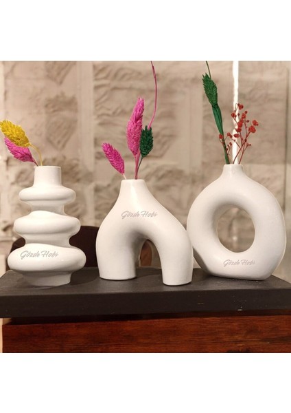 Gözdehobi Nordic Essence Craft Set | Dekoratif Minimal Kuru Çiçek Ev Dekorasyon Biblo Vazo Hediyelik