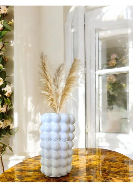Gözdehobi Dekoratif Kuru Çiçek Vazosu /pampas Vazo / Bubble Baloncuklu Büyük Boy Vase / Beyaz fiyatları