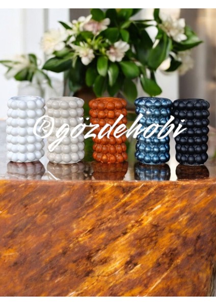 Gözdehobi Dekoratif Kuru Çiçek Vazosu /pampas Vazo / Bubble Baloncuklu Büyük Boy Vase / Beyaz