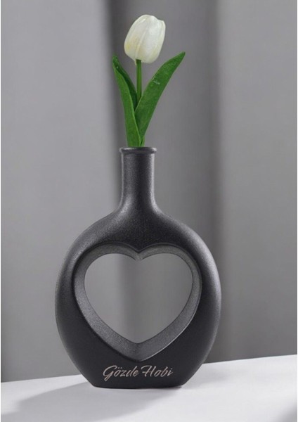 Kalp Vazo El Yapımı Aşk Vazosu Iskandinav Tarzı Kuru Çiçek Dekoratif Vazo Sevgili Çift Hediye Siyah fiyatları
