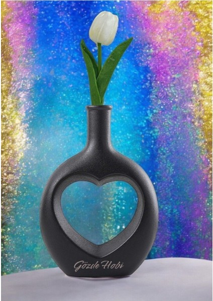 Kalp Vazo El Yapımı Aşk Vazosu Iskandinav Tarzı Kuru Çiçek Dekoratif Vazo Sevgili Çift Hediye Siyah fırsatları