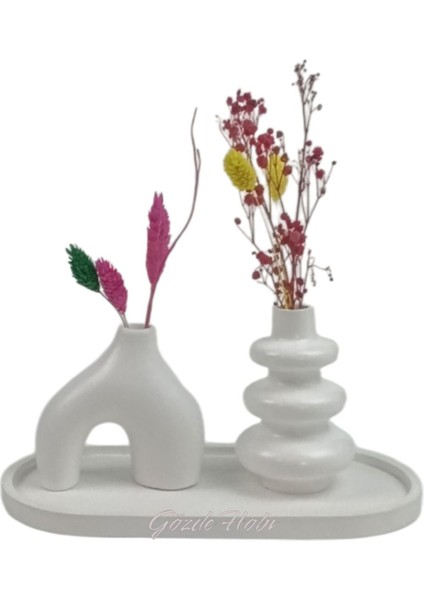 Gözdehobi Nordic Craft | Dekoratif Minimal Kuru Çiçek Ev Dekorasyon Biblo Vazo Hediyelik Çeyizlik