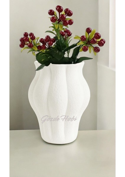 Gözdehobi Stoneware El Yapımı Yapay Çiçek Vazo Beyaz Hediyelik fiyatları