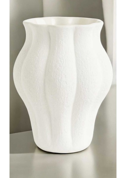 Gözdehobi Stoneware El Yapımı Yapay Çiçek Vazo Beyaz Hediyelik indirimleri