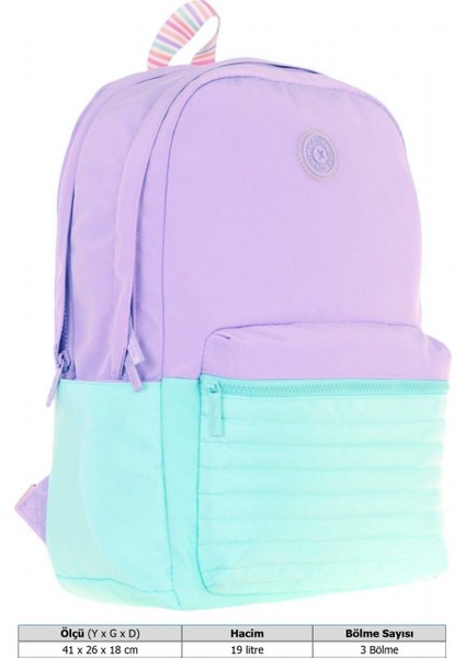 Quick Kız Çocuk Üç Bölmeli Mor Turkuaz Kapitone Detaylı Okul Sırt Çantası - K1791 modelleri