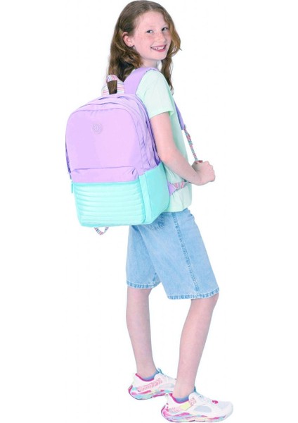 Quick Kız Çocuk Üç Bölmeli Mor Turkuaz Kapitone Detaylı Okul Sırt Çantası - K1791 indirimleri