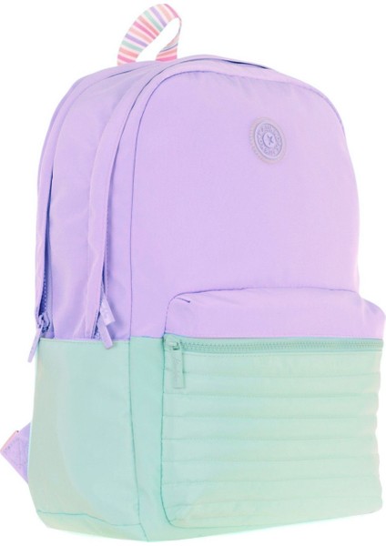 Quick Kız Çocuk Üç Bölmeli Mor Turkuaz Kapitone Detaylı Okul Sırt Çantası - K1791