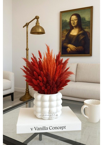 El Yapımı Bohem Bubble Vazo – Parlak Beyaz Modern Minimalist Seramik Tasarım | V Vanilla Concept fiyatları