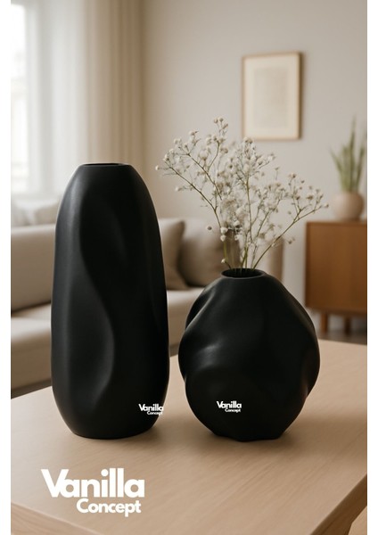 Vanilla Vazo 2’li Set | Ev Dekorasyonu Parlak Vazo Set