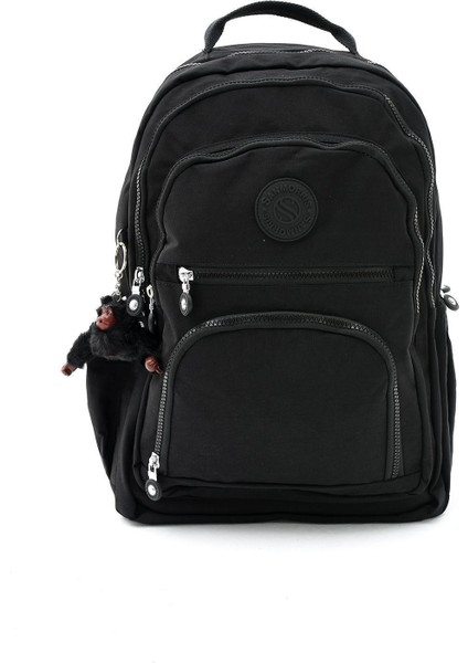 Unisex Suya Dayanıklı Krinkıl Kumaş Çok Gözlü Orta Boy Laptop Okul ve Sırt Çantası