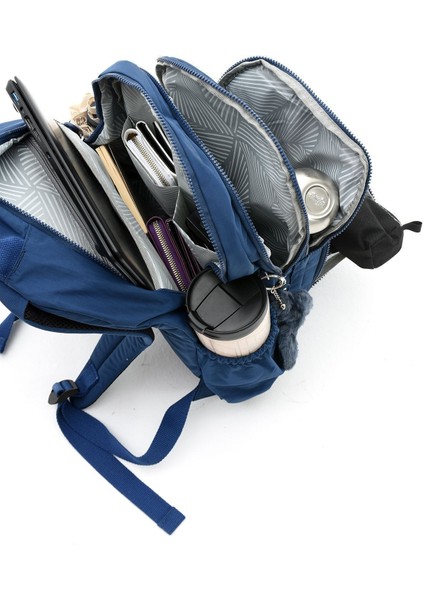 Unisex Suya Dayanıklı Krinkıl Kumaş Çok Gözlü Orta Boy Laptop Okul ve Sırt Çantası